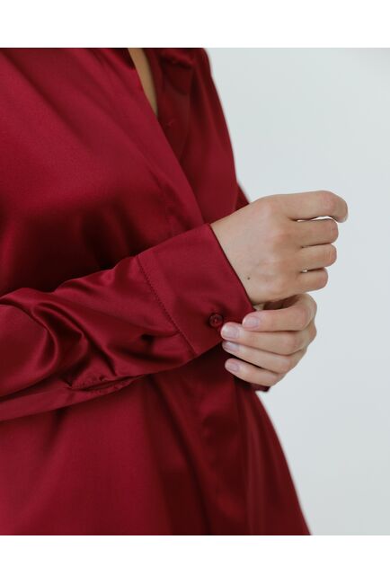 Женская рубашка из шелка красная-8767 от byME 