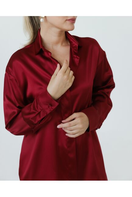 Женская рубашка из шелка красная-8767 от byME 