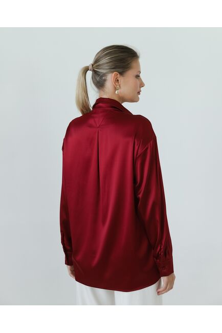 Женская рубашка из шелка красная-8767 от byME 