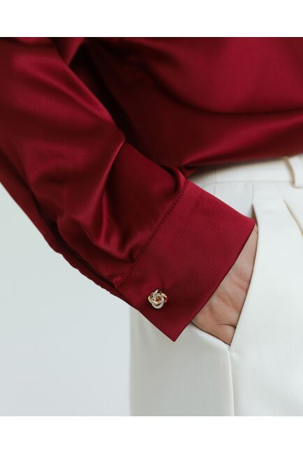 Женская рубашка из шелка красная-8767 от byME 