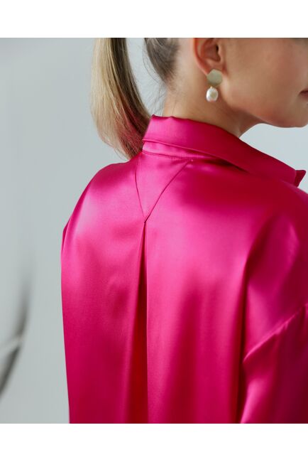 Женская рубаша из шелка розовая-8768 от byME 