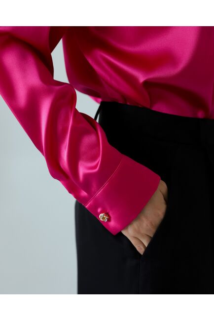 Женская рубаша из шелка розовая-8768 от byME 