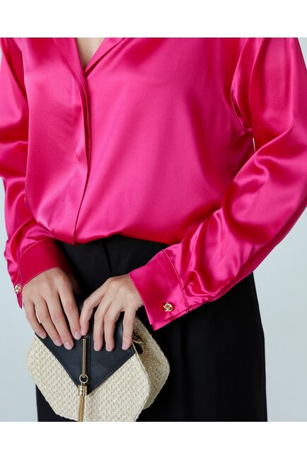 Женская рубаша из шелка розовая-8768 от byME 