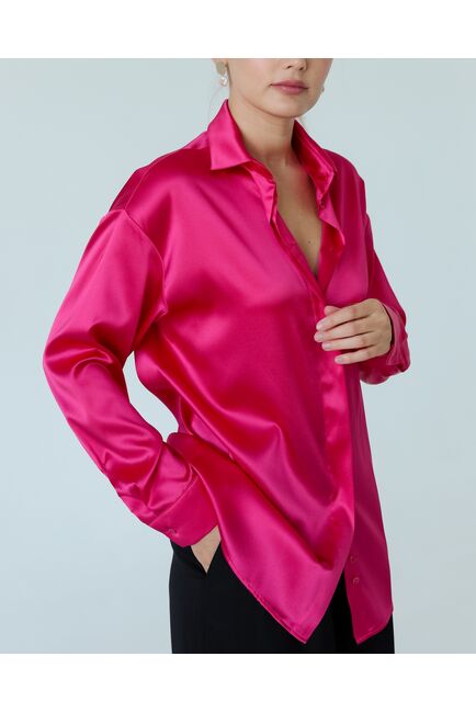 Женская рубаша из шелка розовая-8768 от byME 