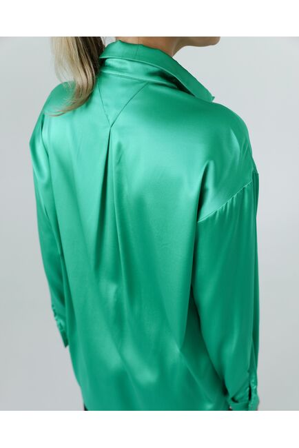 Женская рубашка из шелка зеленая-8769 от byME 