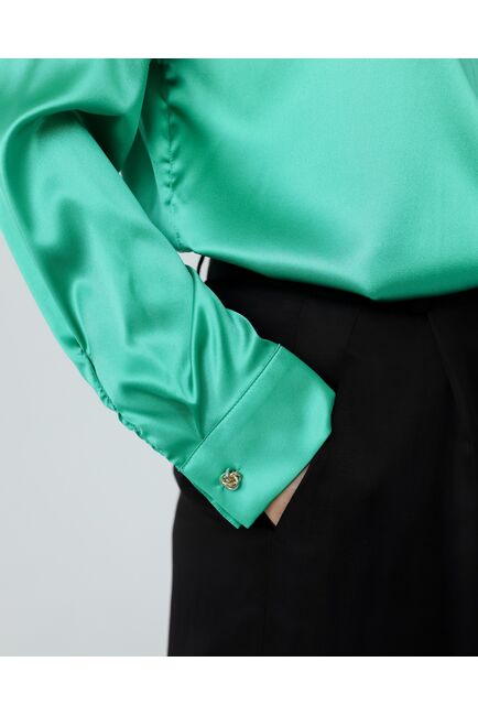 Женская рубашка из шелка зеленая-8769 от byME 