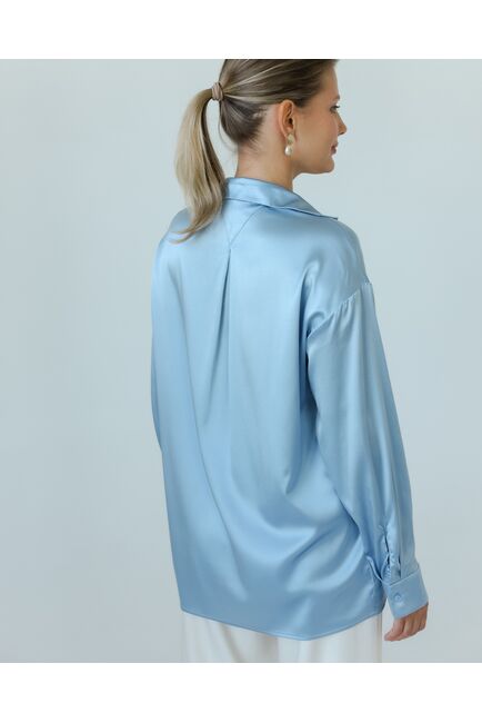 Женская рубашка из шелка голубая-8770 от byME 