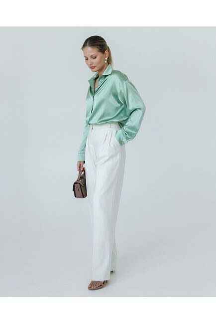 Женская рубашка из шелка зеленая 8772 от byME 