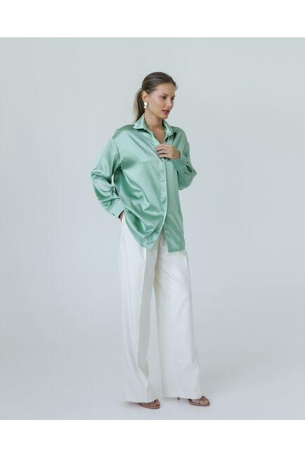 Женская рубашка из шелка зеленая 8772 от byME 