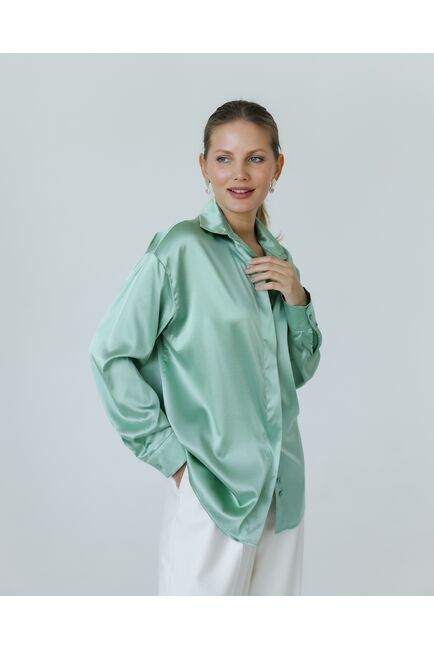 Женская рубашка из шелка зеленая 8772 от byME 