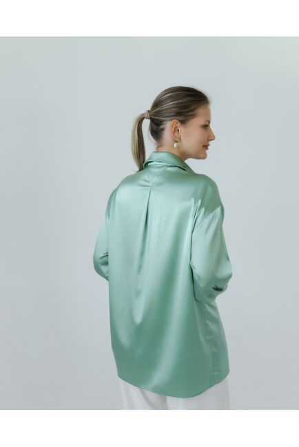 Женская рубашка из шелка зеленая 8772 от byME 
