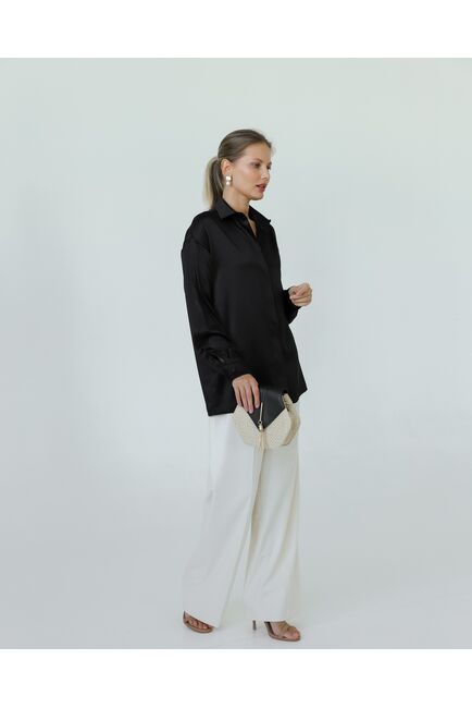 Женская рубашка и шелка черная-8773 от byME 