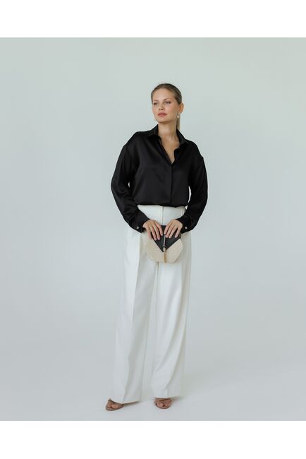 Женская рубашка и шелка черная-8773 от byME 