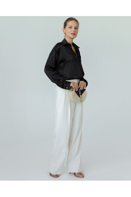 Женская рубашка и шелка черная-8773 от byME 