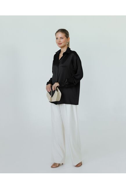 Женская рубашка и шелка черная-8773 от byME 