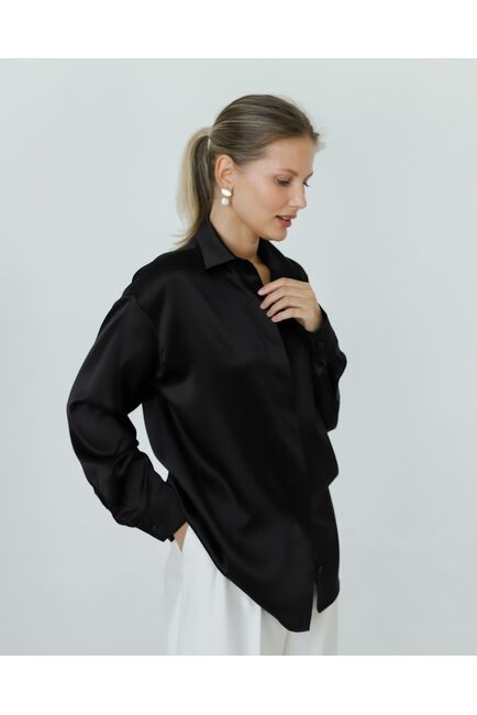 Женская рубашка и шелка черная-8773 от byME 