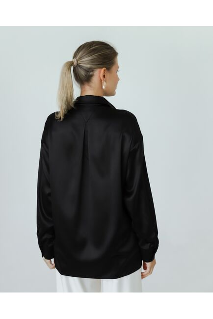 Женская рубашка и шелка черная-8773 от byME 