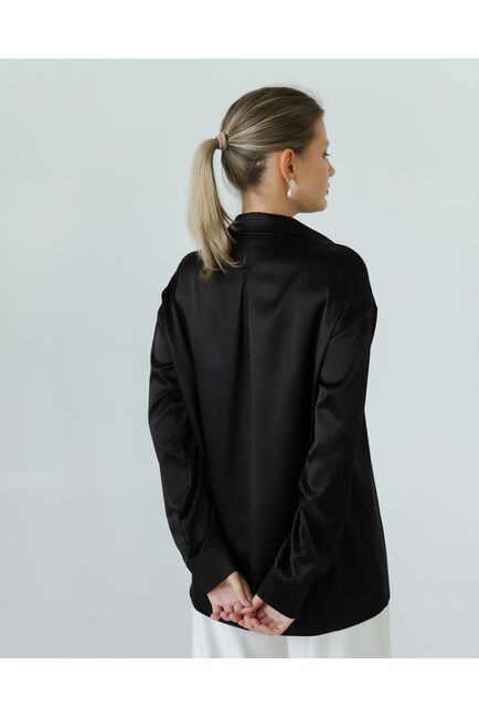 Женская рубашка и шелка черная-8773 от byME 