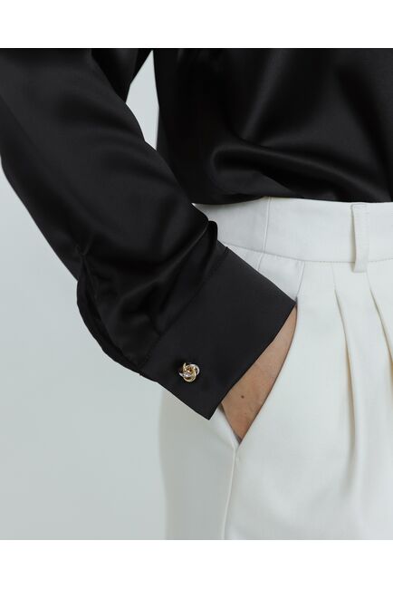 Женская рубашка и шелка черная-8773 от byME 