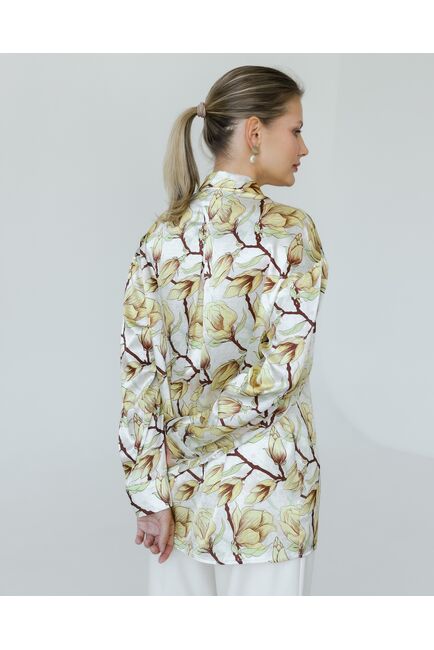 Женская рубашка из шелка принт желтые цветы-8774 от byME 