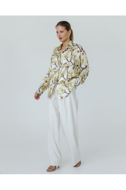 Женская рубашка из шелка принт желтые цветы-8774 от byME 