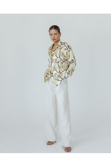 Женская рубашка из шелка принт желтые цветы-8774 от byME 