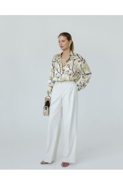 Женская рубашка из шелка принт желтые цветы-8774 от byME 