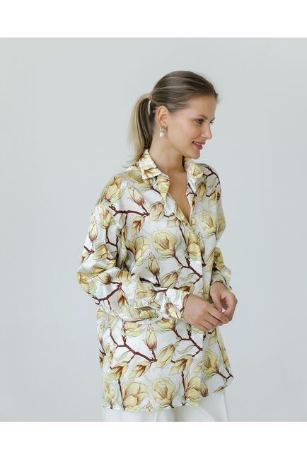 Женская рубашка из шелка принт желтые цветы-8774 от byME 