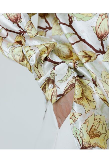 Женская рубашка из шелка принт желтые цветы-8774 от byME 