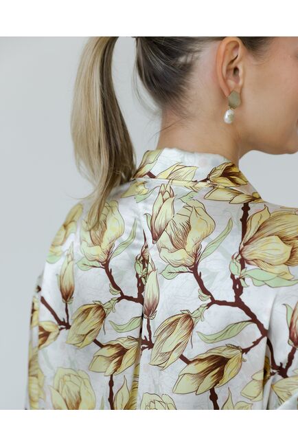Женская рубашка из шелка принт желтые цветы-8774 от byME 