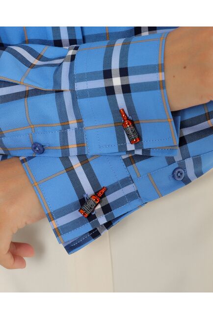 Женская рубашка из хлопка в клетку прямого силуэта-8777 от byME 