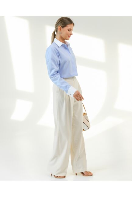 Женская рубашка из хлопка голубая клетка-8778 от byME 