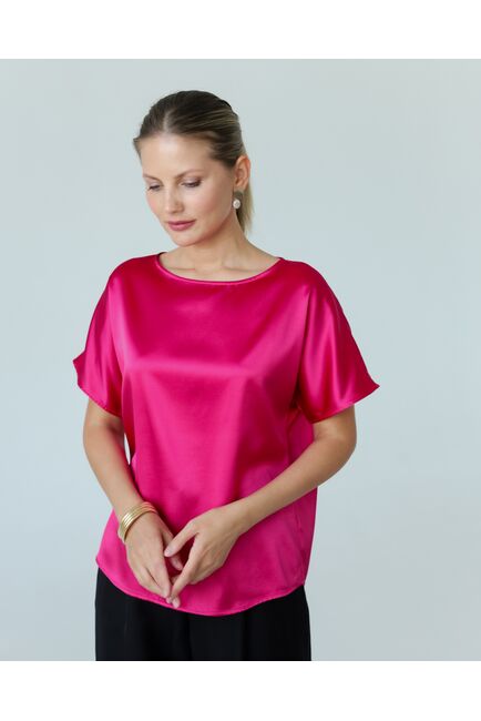 Женская блузка из шелка розовая-8781 от byME 