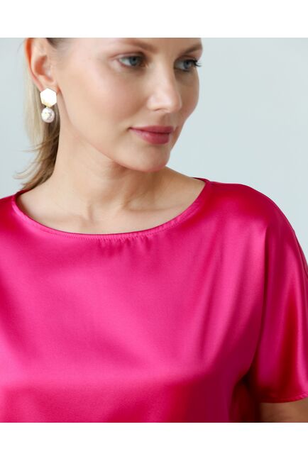 Женская блузка из шелка розовая-8781 от byME 