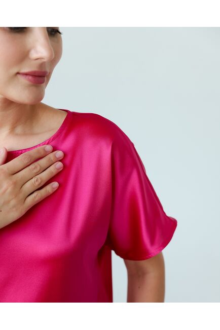 Женская блузка из шелка розовая-8781 от byME 