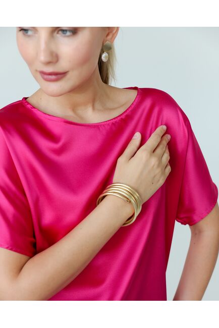 Женская блузка из шелка розовая-8781 от byME 