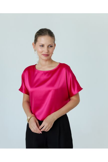 Женская блузка из шелка розовая-8781 от byME 