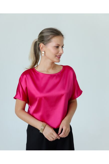 Женская блузка из шелка розовая-8781 от byME 