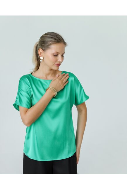 Женская блузка из шелка зеленая-8782 от byME 