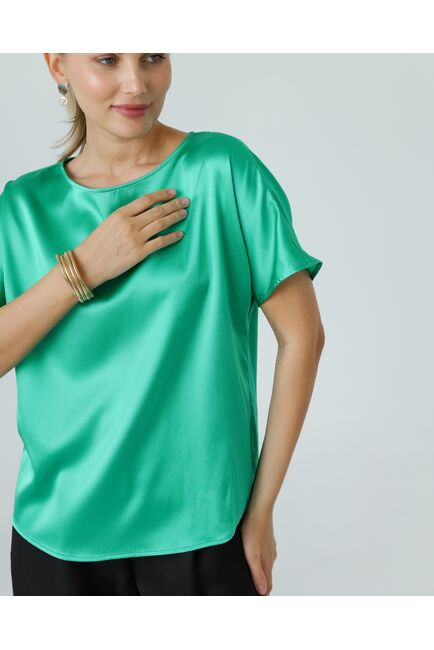 Женская блузка из шелка зеленая-8782 от byME 