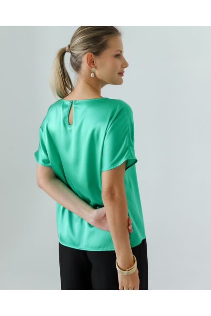 Женская блузка из шелка зеленая-8782 от byME 