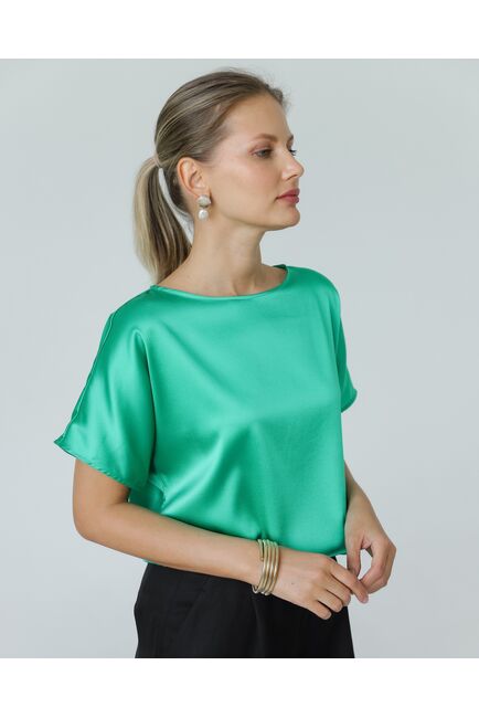 Женская блузка из шелка зеленая-8782 от byME 