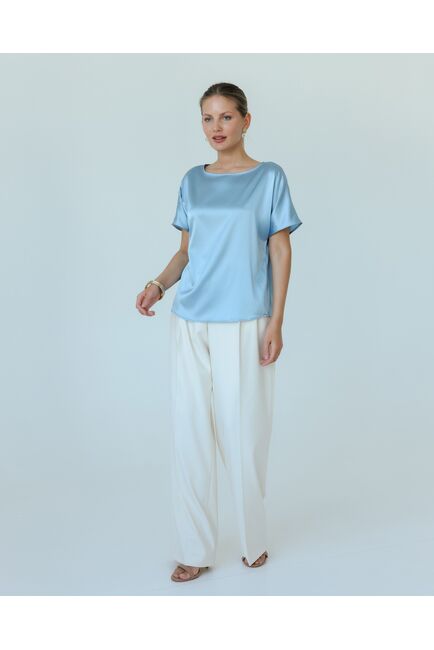 Женская блузка из шелка голубая-8783 от byME 