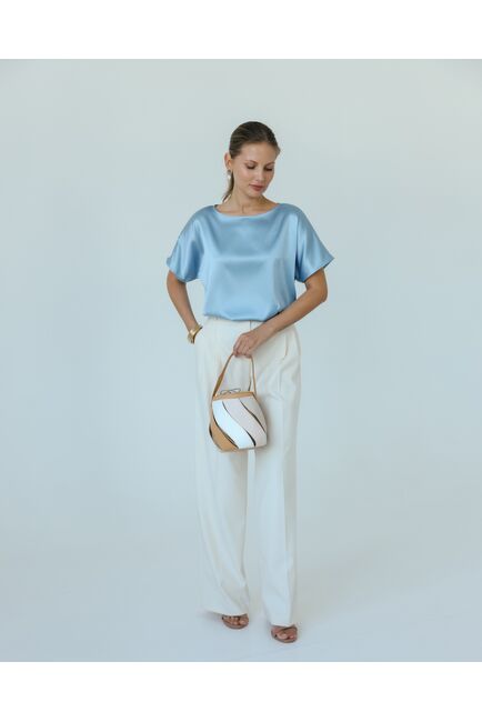 Женская блузка из шелка голубая-8783 от byME 