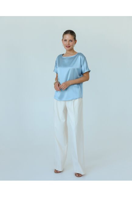 Женская блузка из шелка голубая-8783 от byME 