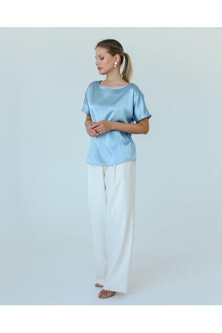 Женская блузка из шелка голубая-8783 от byME 