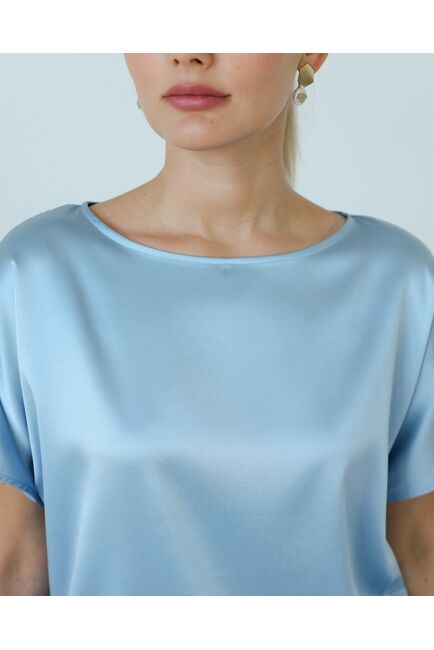 Женская блузка из шелка голубая-8783 от byME 