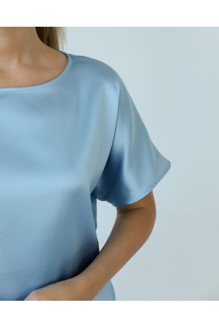 Женская блузка из шелка голубая-8783 от byME 