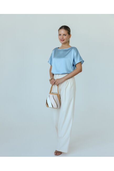 Женская блузка из шелка голубая-8783 от byME 