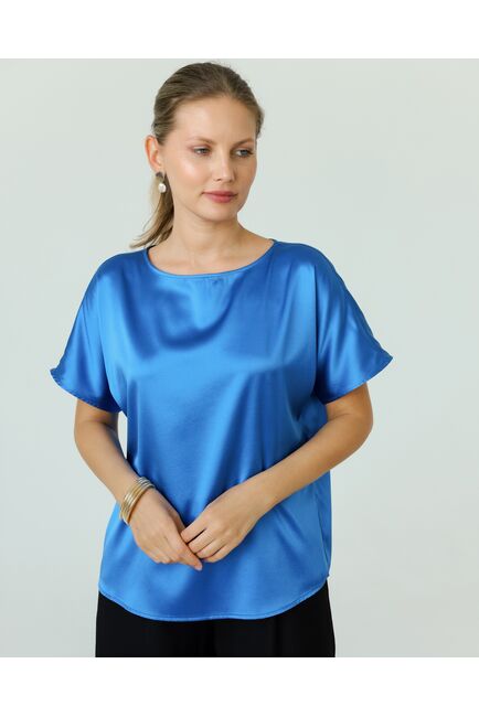 Женская блузка из шелка синяя-8784 от byME 